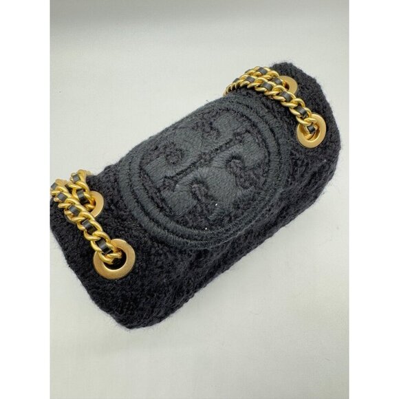 TORY BURCH Fleming soft bouclé tweed small convertible crossbody bag -Black - Picture 8 of 14